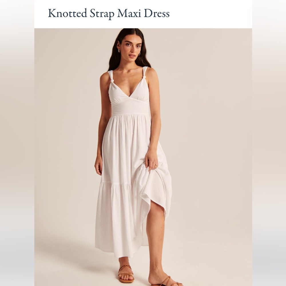 Abercrombie white knotted strap maxi dress